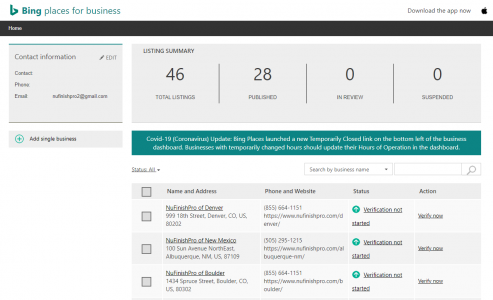 bing places dashboard