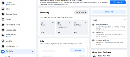 facebook ad center